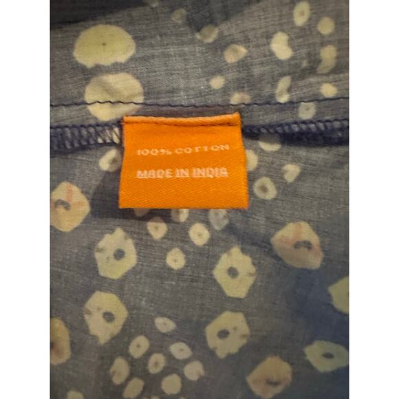 NWOT Oliphant Mandarin Balloon Sleeve Blouse Shabori Indigo Size XL 100% Cotton - Picture 10 of 11